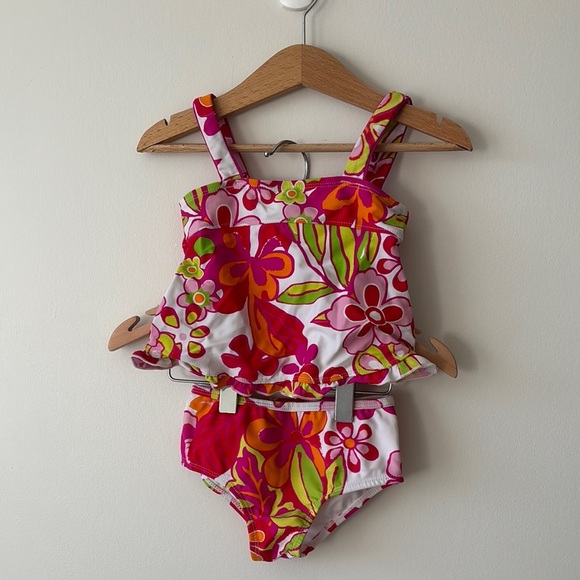 OshKosh B'gosh Pink and Green Bikini with Ruffled Details - Picture 1 of 1